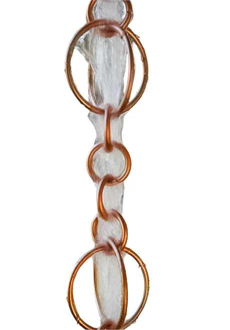 Professional Copper Hoops Link Rain Chain Decorative Garden Water Feature