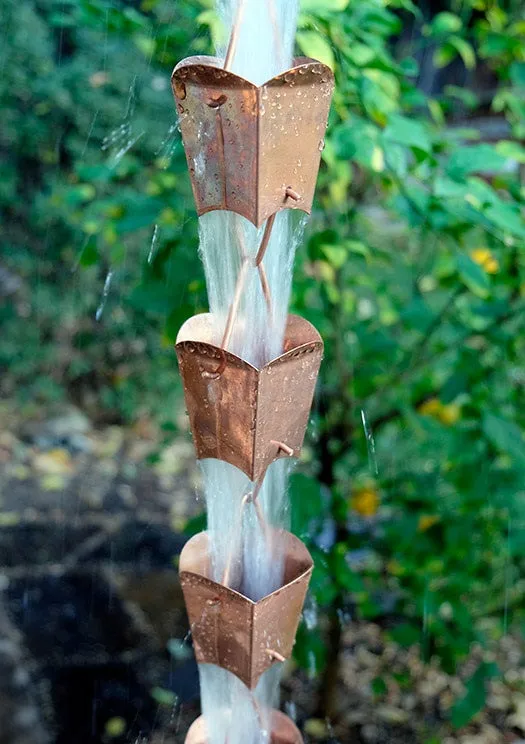 Professional Square Tulip Cup Rain Chain Copper Decorative Downspout Garden Water Feature