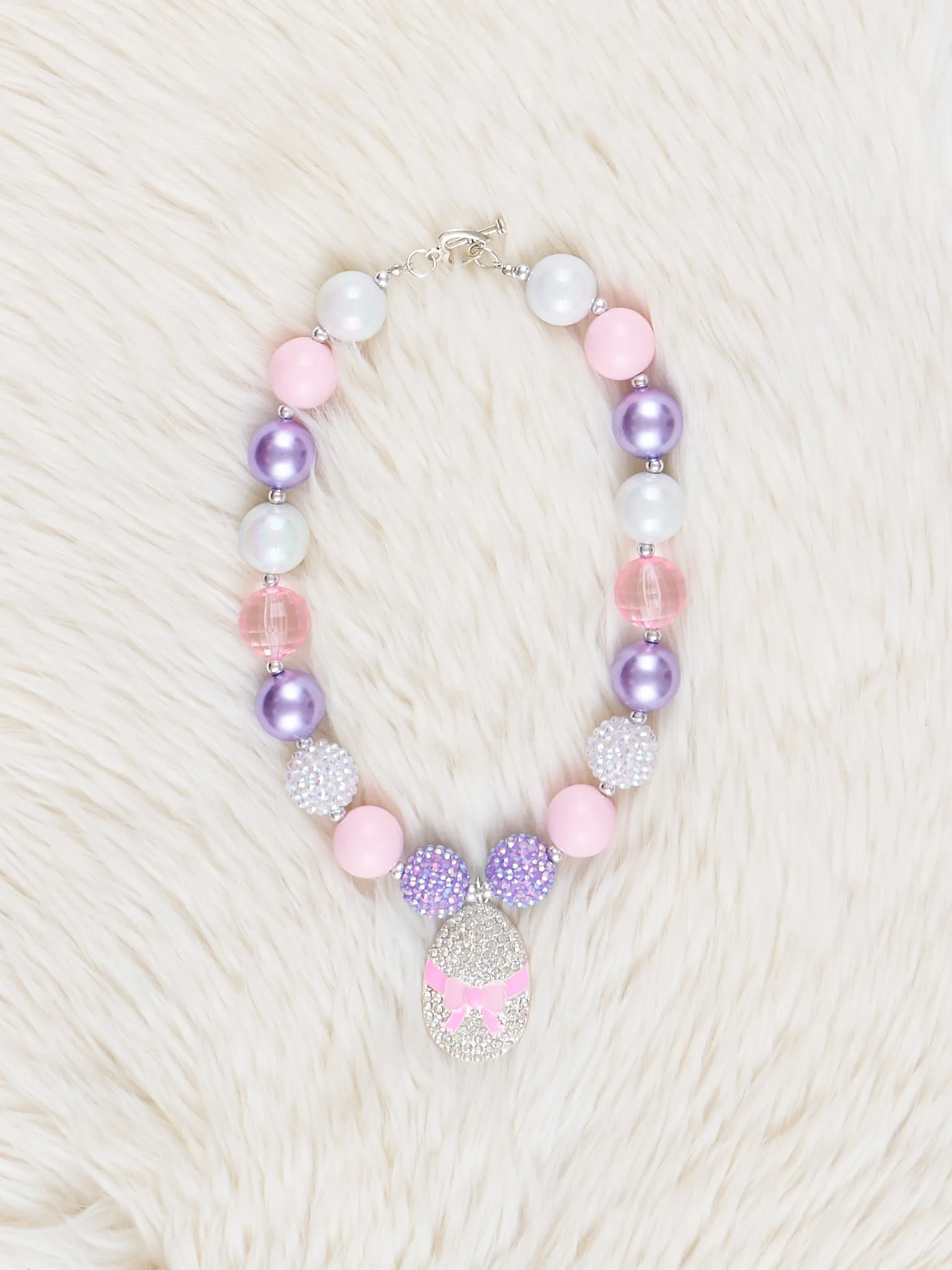 Purple & Pink Sparkle Bubblegum Charm Necklace