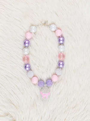 Purple & Pink Sparkle Bubblegum Charm Necklace