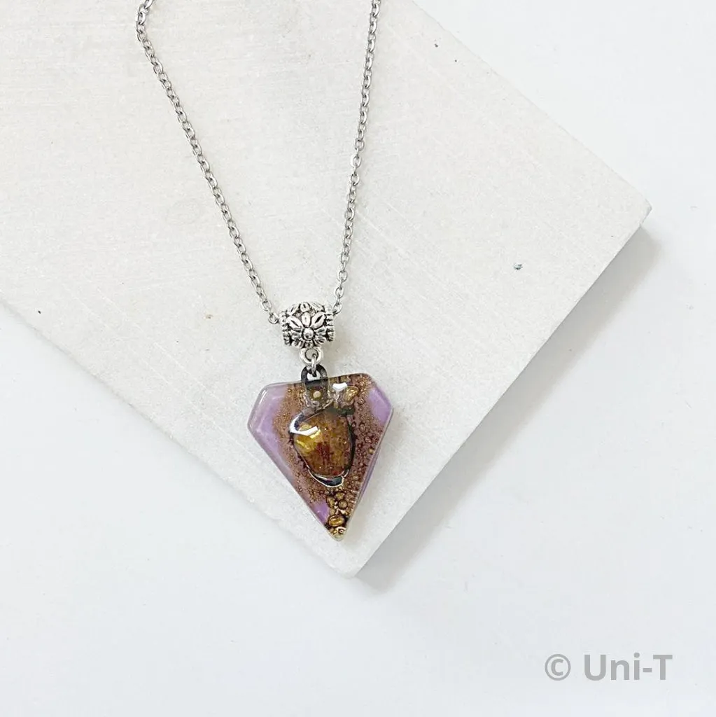Recycled Fused Glass Necklaces - Triangle