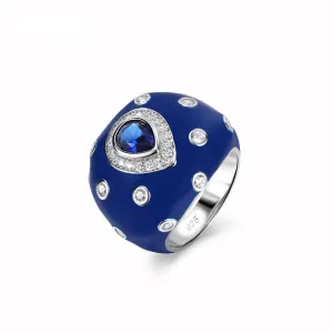Retro Shinning Blue Sapphire Ring - 925 Sterling Silver