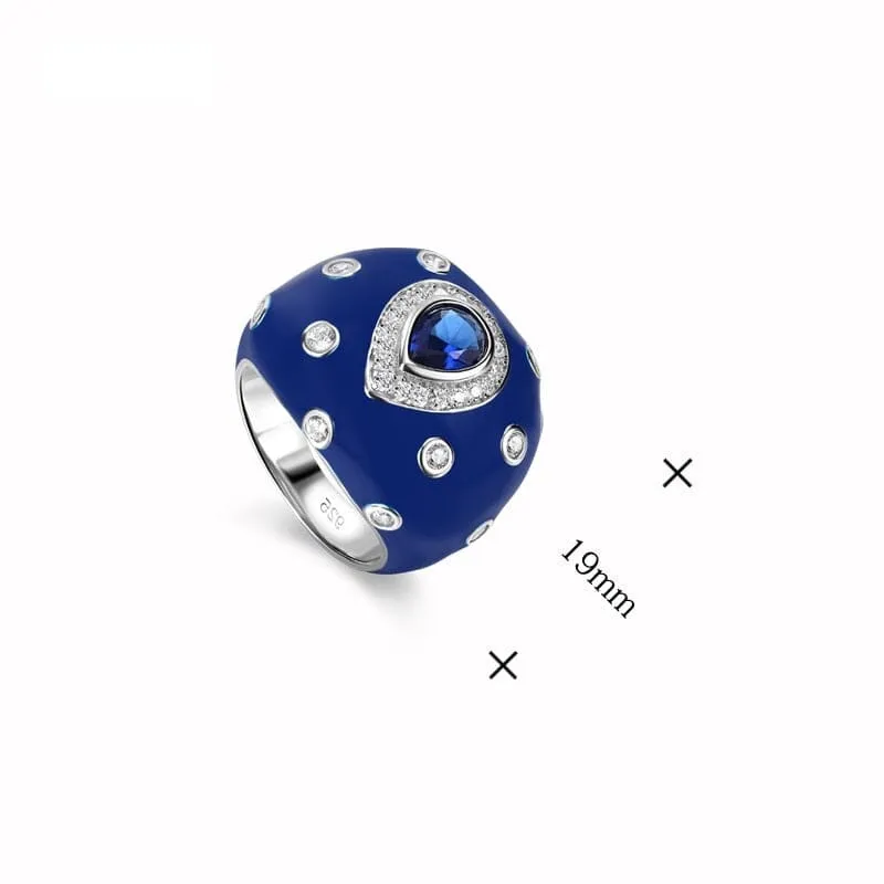 Retro Shinning Blue Sapphire Ring - 925 Sterling Silver