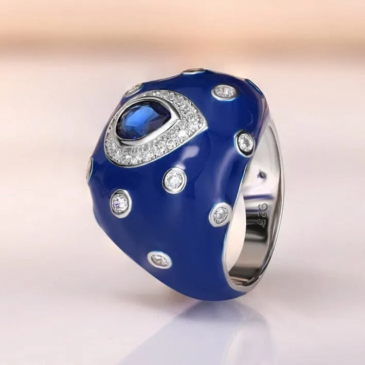 Retro Shinning Blue Sapphire Ring - 925 Sterling Silver
