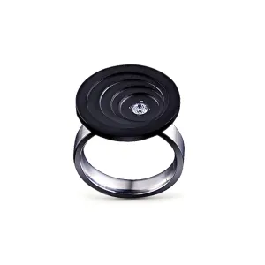RG205B B.Tiff .12 ct Round Cut Black Solitaire Disk Ring