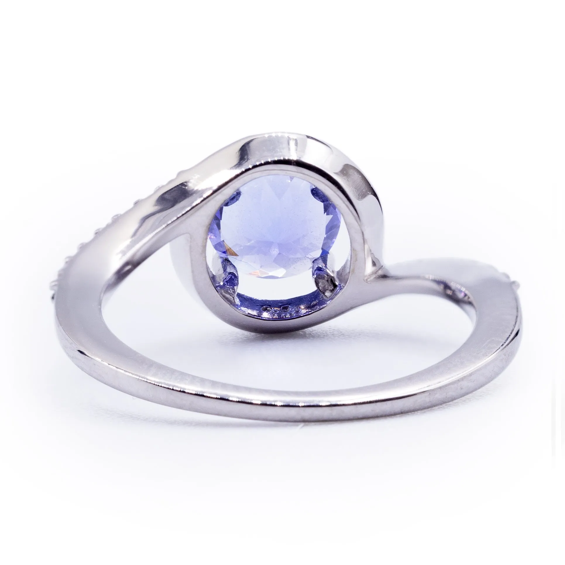 Round Natural Tanzanite with Diamond Accented Bypass Halo Ring