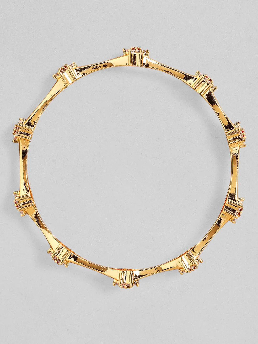 Rubans Set Of 2 Gold-Plated White Studded Handcrafted Bangles