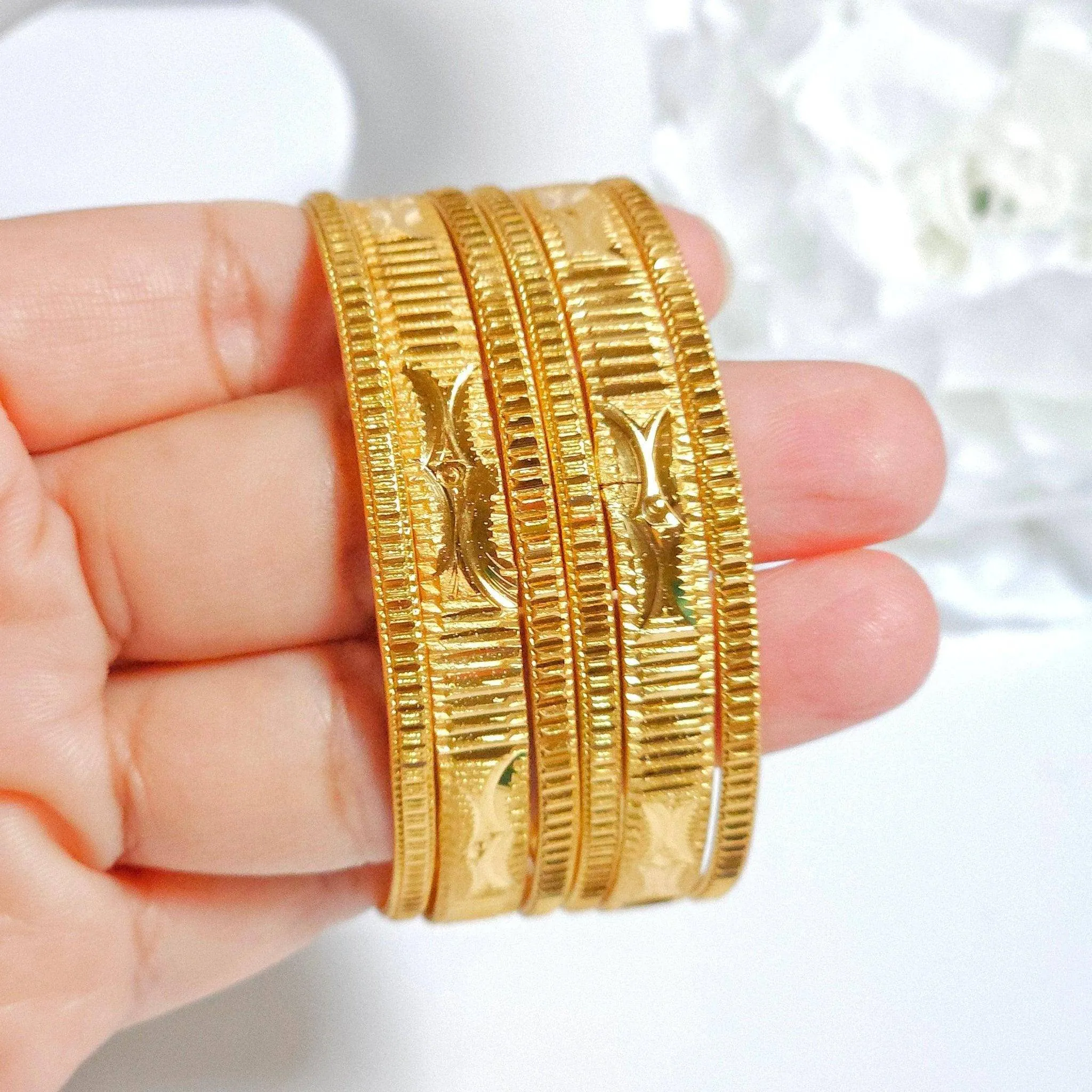 Set of 6 Gold Plated Indian Bangles