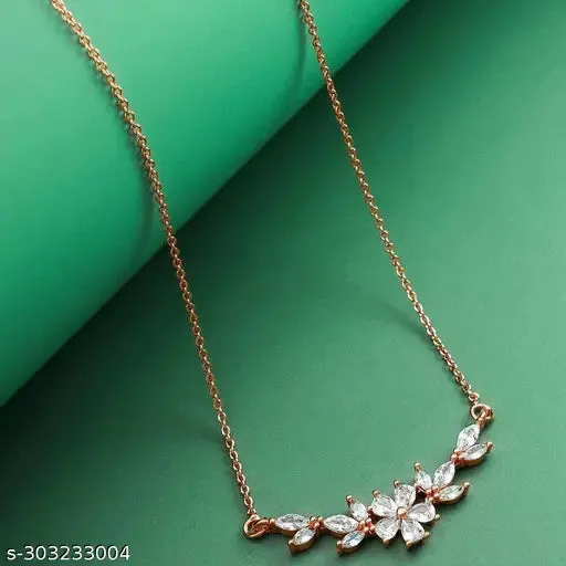 Shimmering Fancy Women Necklaces &amp; Chains - 1 Gram Gold Plated with Cubic Zirconia
