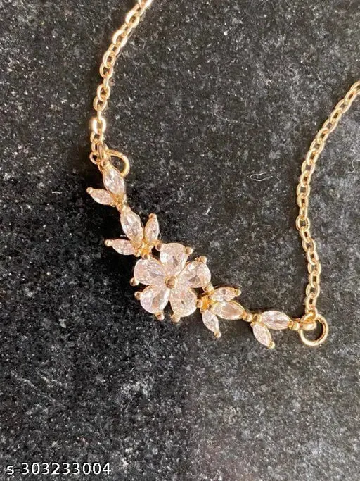 Shimmering Fancy Women Necklaces &amp; Chains - 1 Gram Gold Plated with Cubic Zirconia