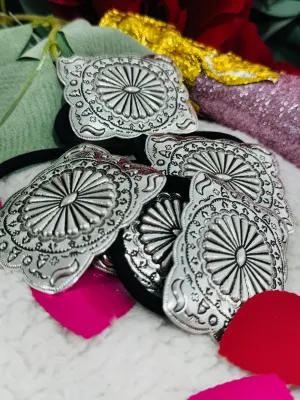 Silver Concho Western Hair Tie