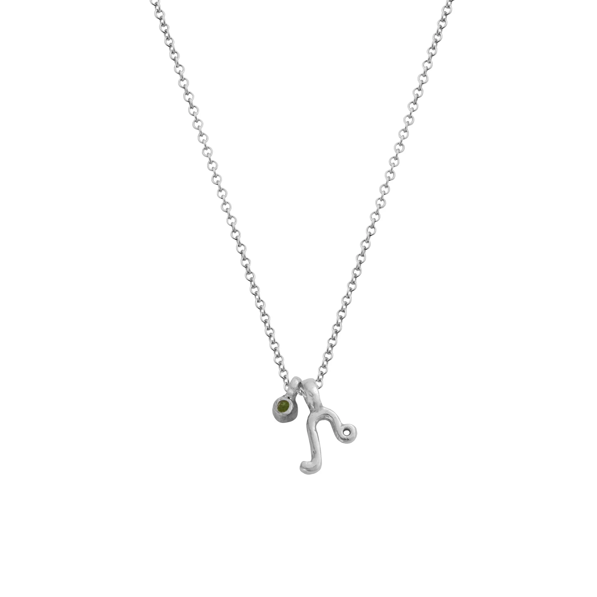 Silver Mini Leo Horoscope & Peridot Birthstone Necklace