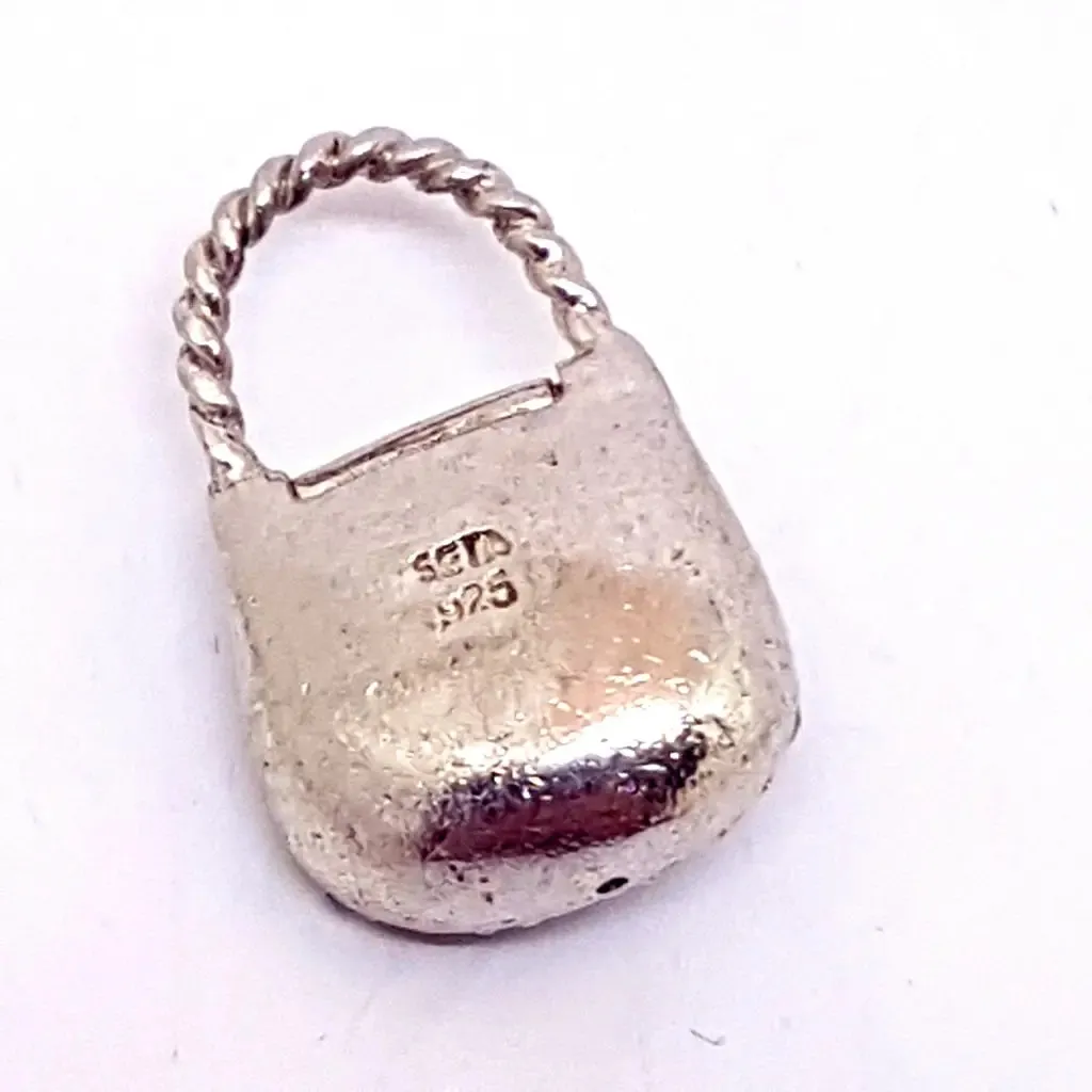 Silver pendants for necklaces, silver bag pendant, bag pendant.