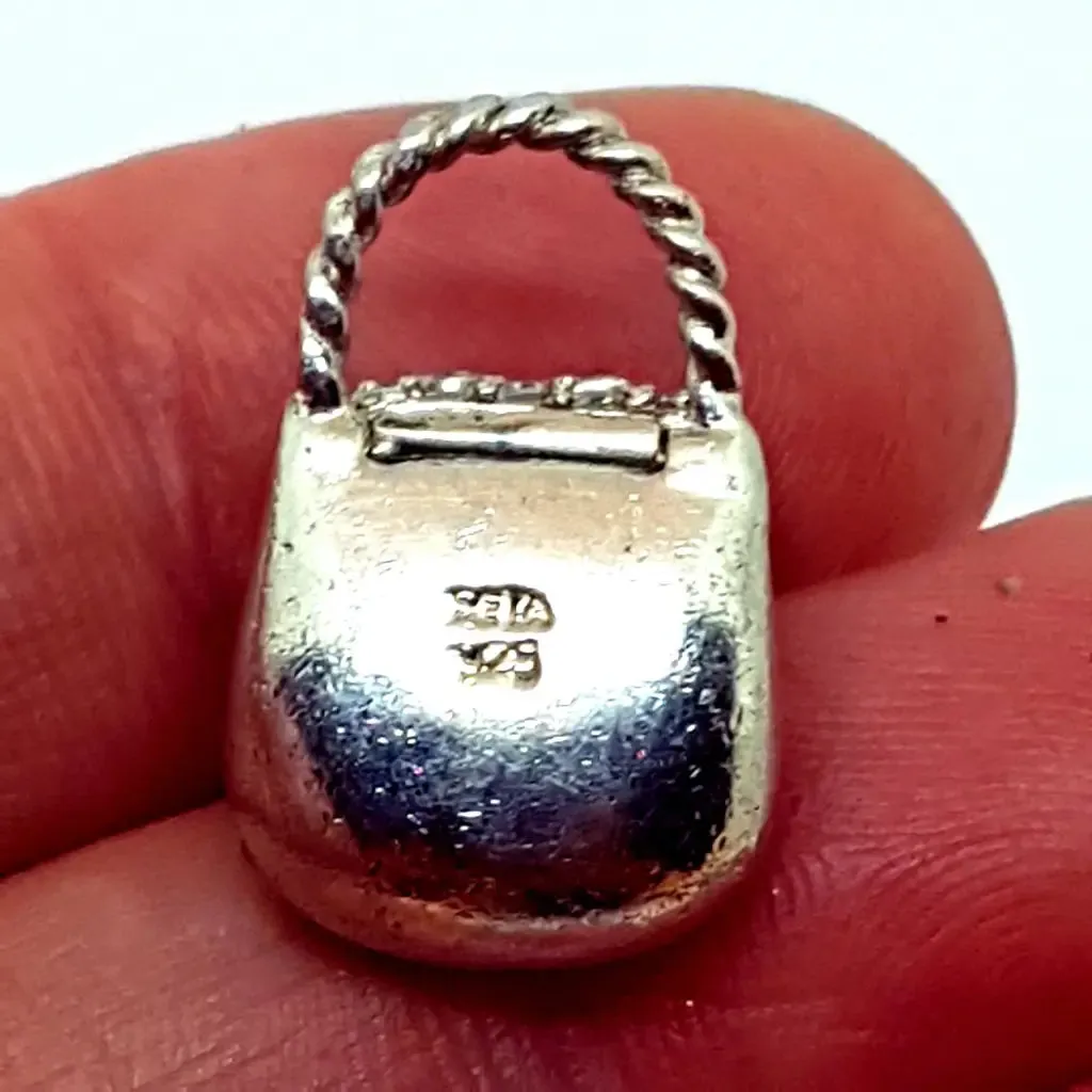 Silver pendants for necklaces, silver bag pendant, bag pendant.