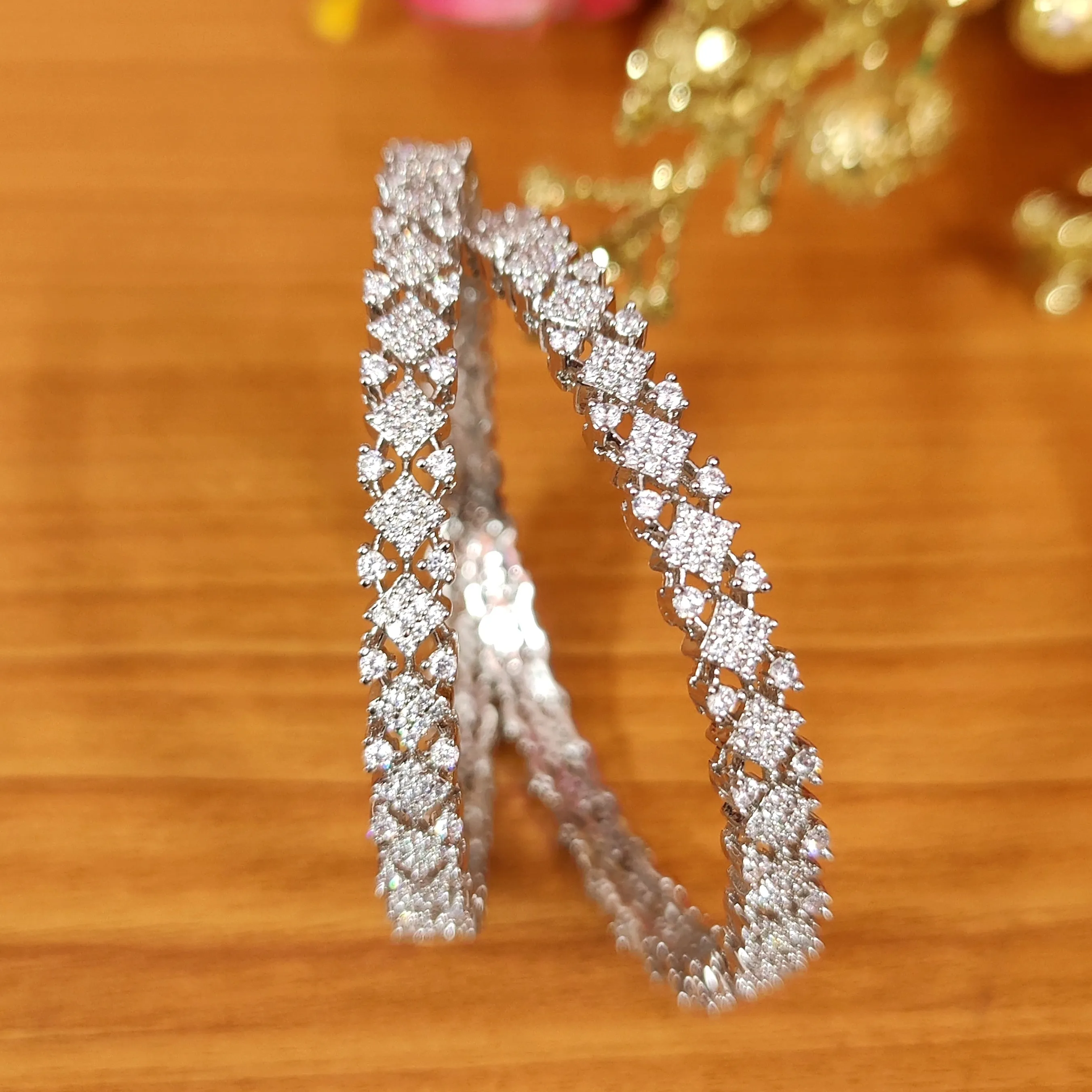 SILVER PLATED DIAMOND LOOK CZ BANGLES