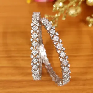 SILVER PLATED DIAMOND LOOK CZ BANGLES