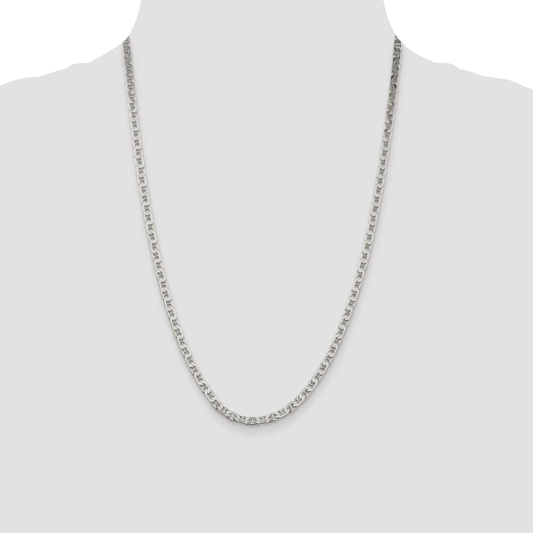 Silver Polished 3.75-mm Flat Anchor Chain