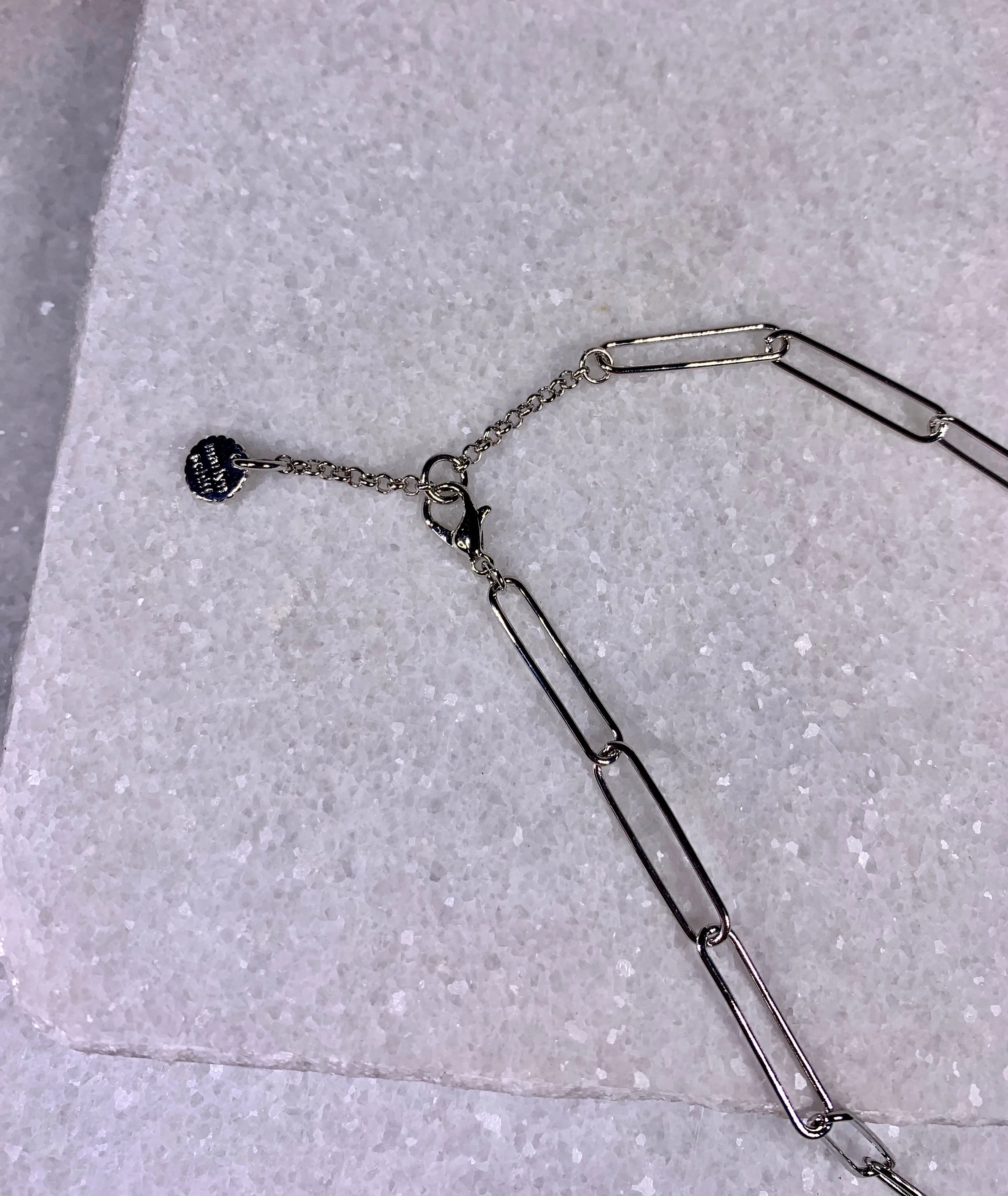 Silver Single Pave Link Necklace