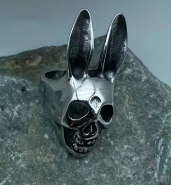 Skull Bunny w/ Ears Ring