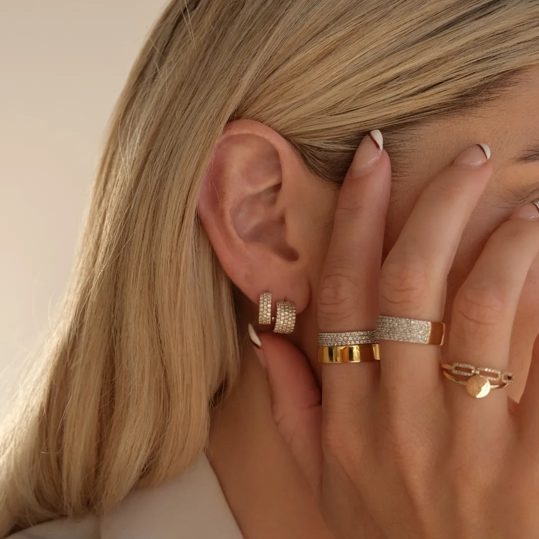 Slim Diamond Pave Boyfriend Ring in 10k Gold