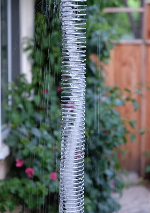 Spiral Rain Chain Professional Grade Modern Coil Design Aluminum Downspout Alternative