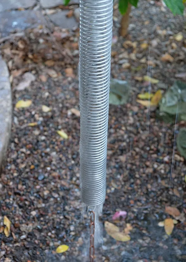 Spiral Rain Chain Professional Grade Modern Coil Design Aluminum Downspout Alternative