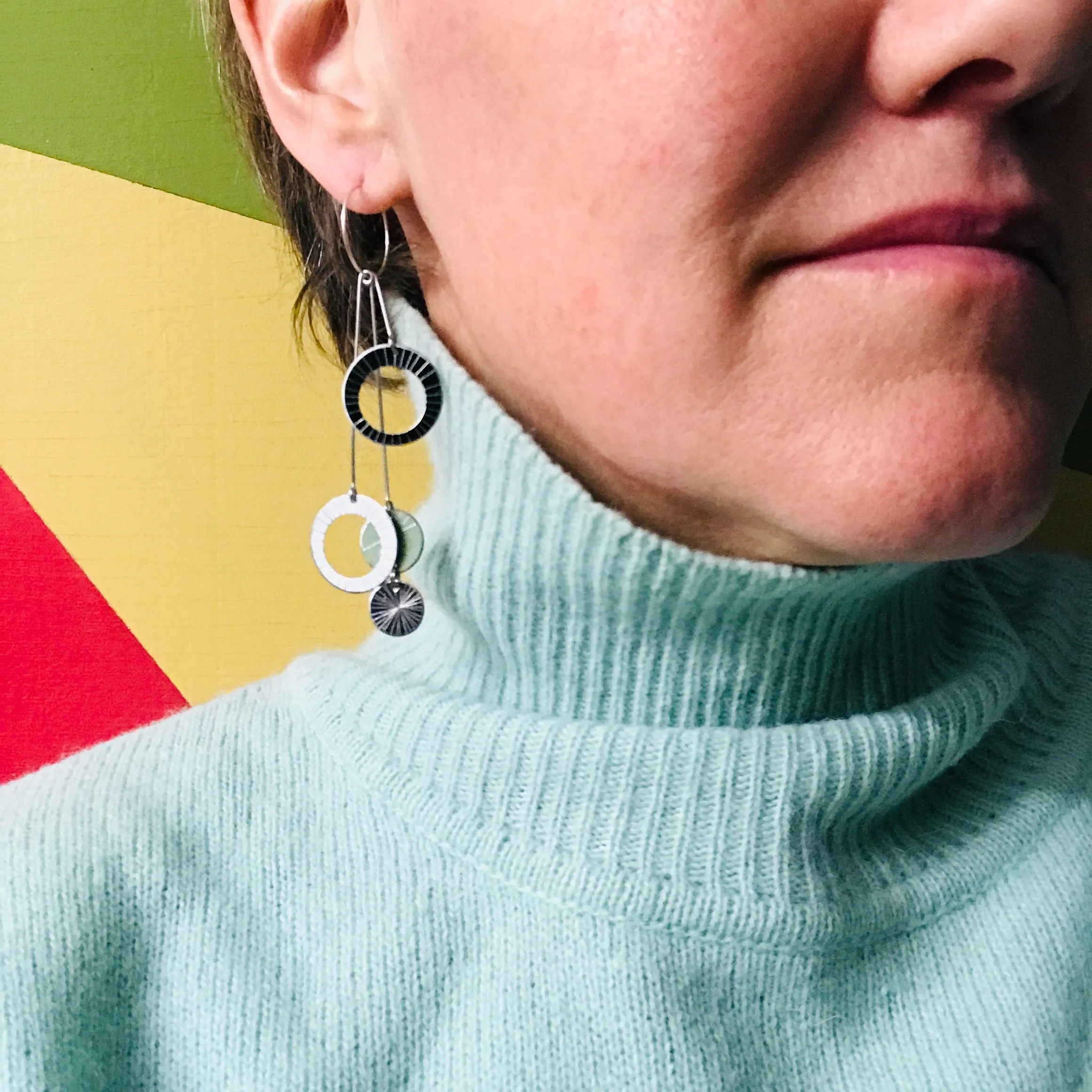 Starburst Rings in Mixed Neutrals Upcycled Tin Earrings