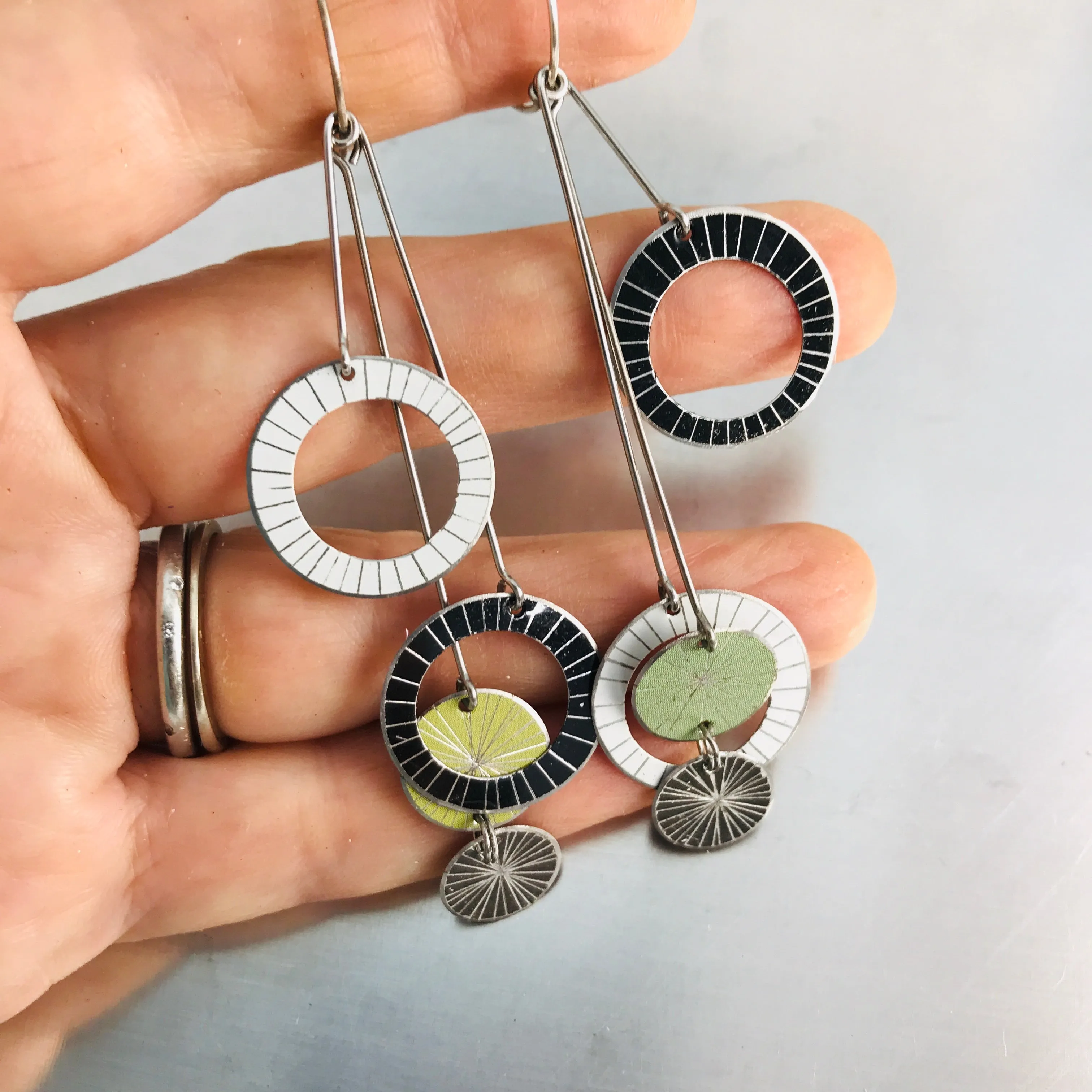 Starburst Rings in Mixed Neutrals Upcycled Tin Earrings