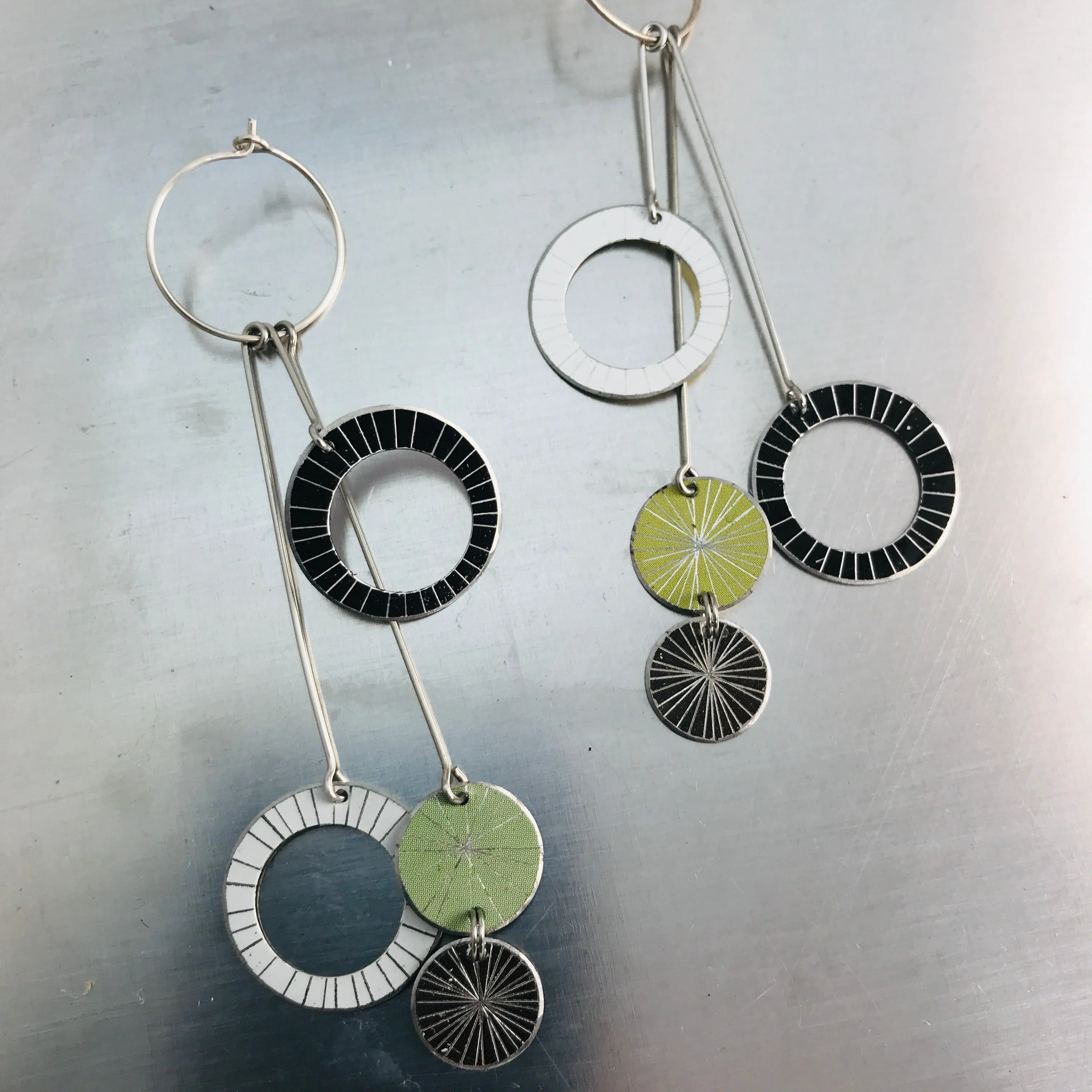 Starburst Rings in Mixed Neutrals Upcycled Tin Earrings