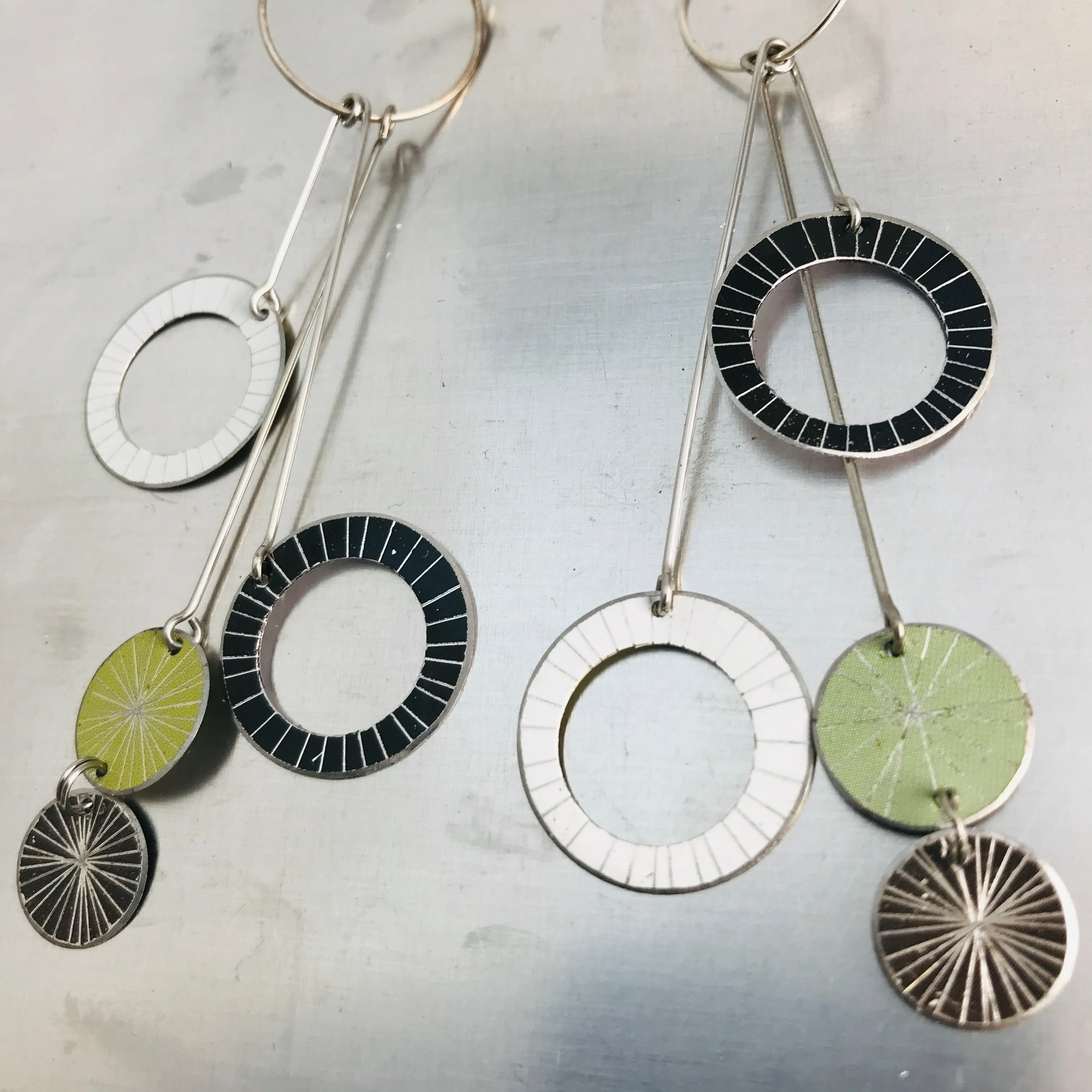 Starburst Rings in Mixed Neutrals Upcycled Tin Earrings