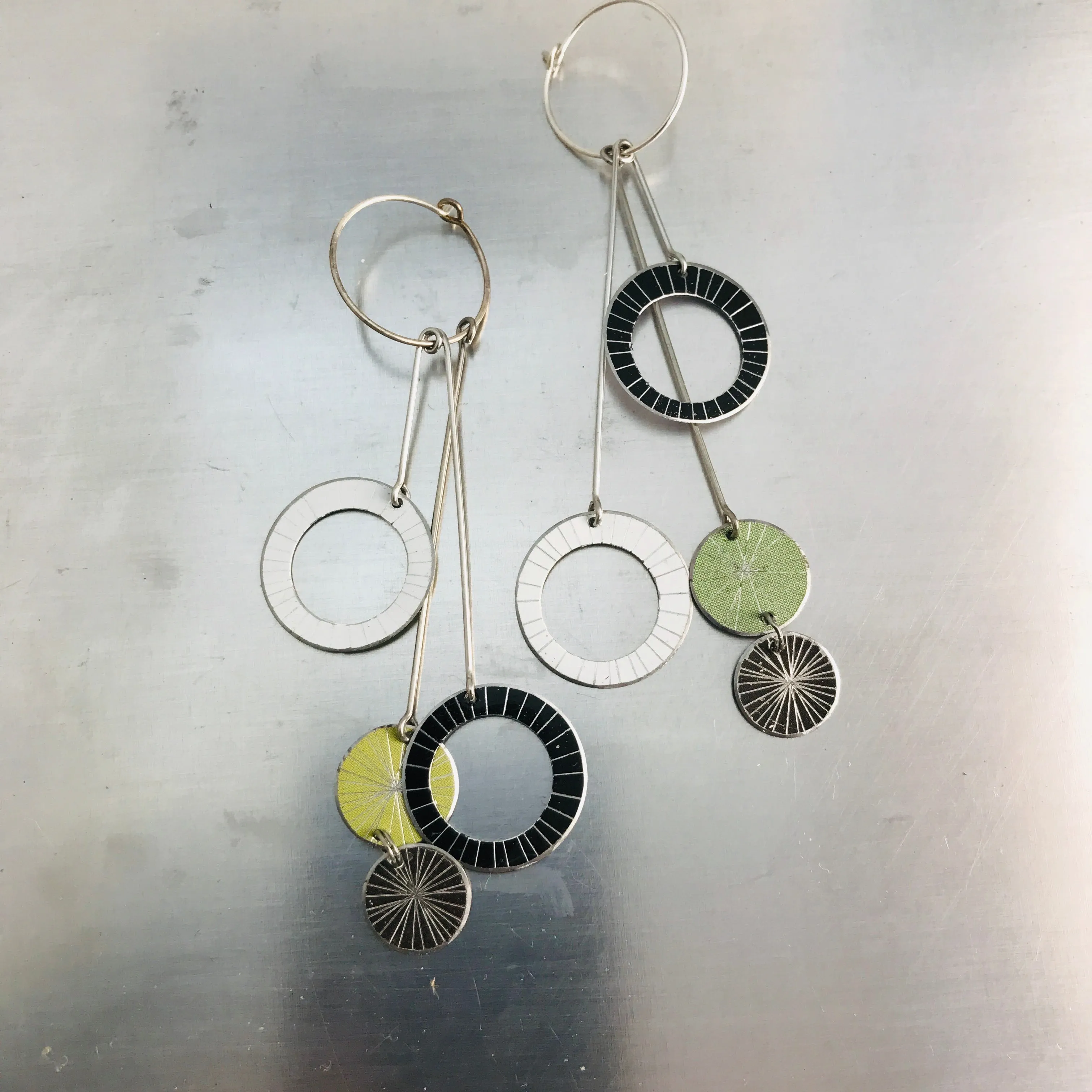 Starburst Rings in Mixed Neutrals Upcycled Tin Earrings
