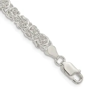 Sterling Silver 4.75mm Rounded Byzantine Chain Bracelet