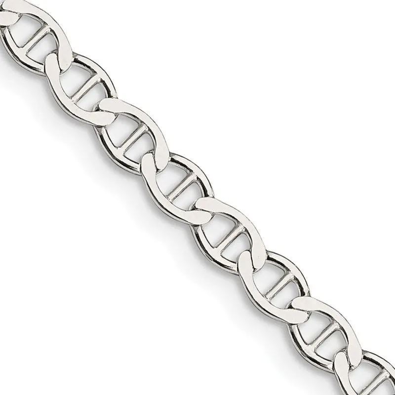 Sterling Silver 4mm Flat Anchor Chain Necklace
