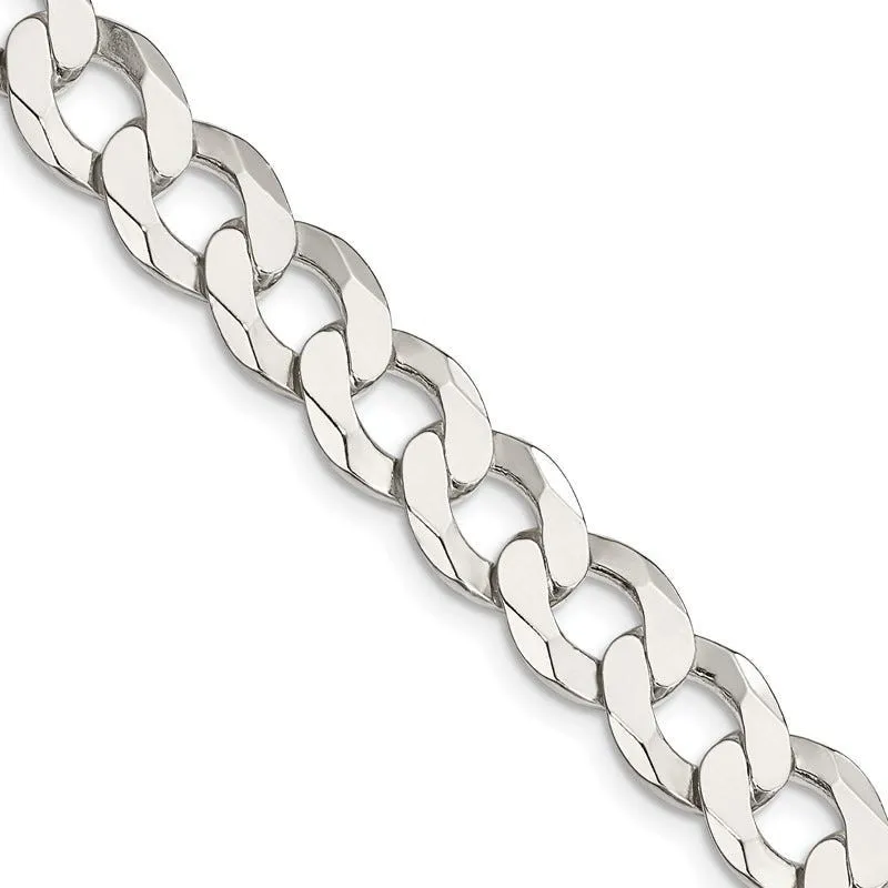 Sterling Silver 9.75mm Flat Curb Chain Necklace