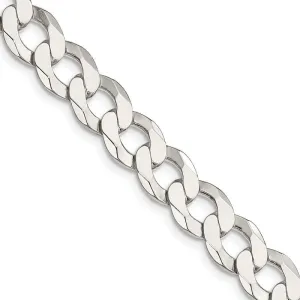 Sterling Silver 9.75mm Flat Curb Chain Necklace