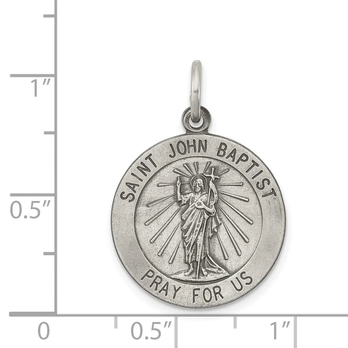 Sterling Silver Antiqued Saint John the Baptist Me