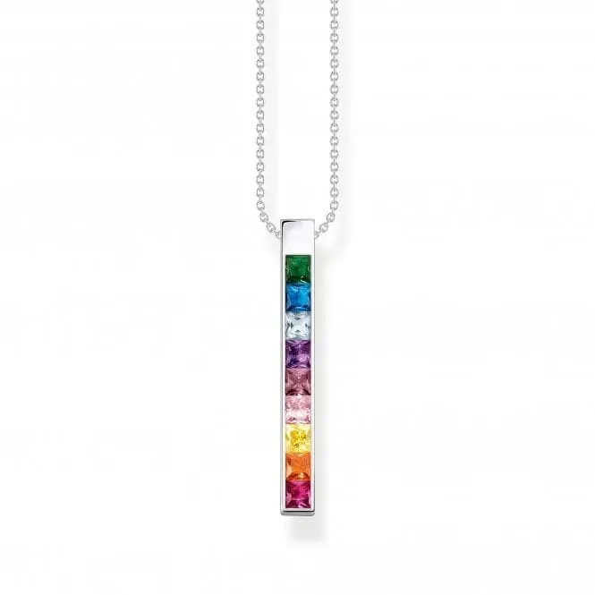 Sterling Silver Colourful Stones Necklace KE2146-477-7-L45V