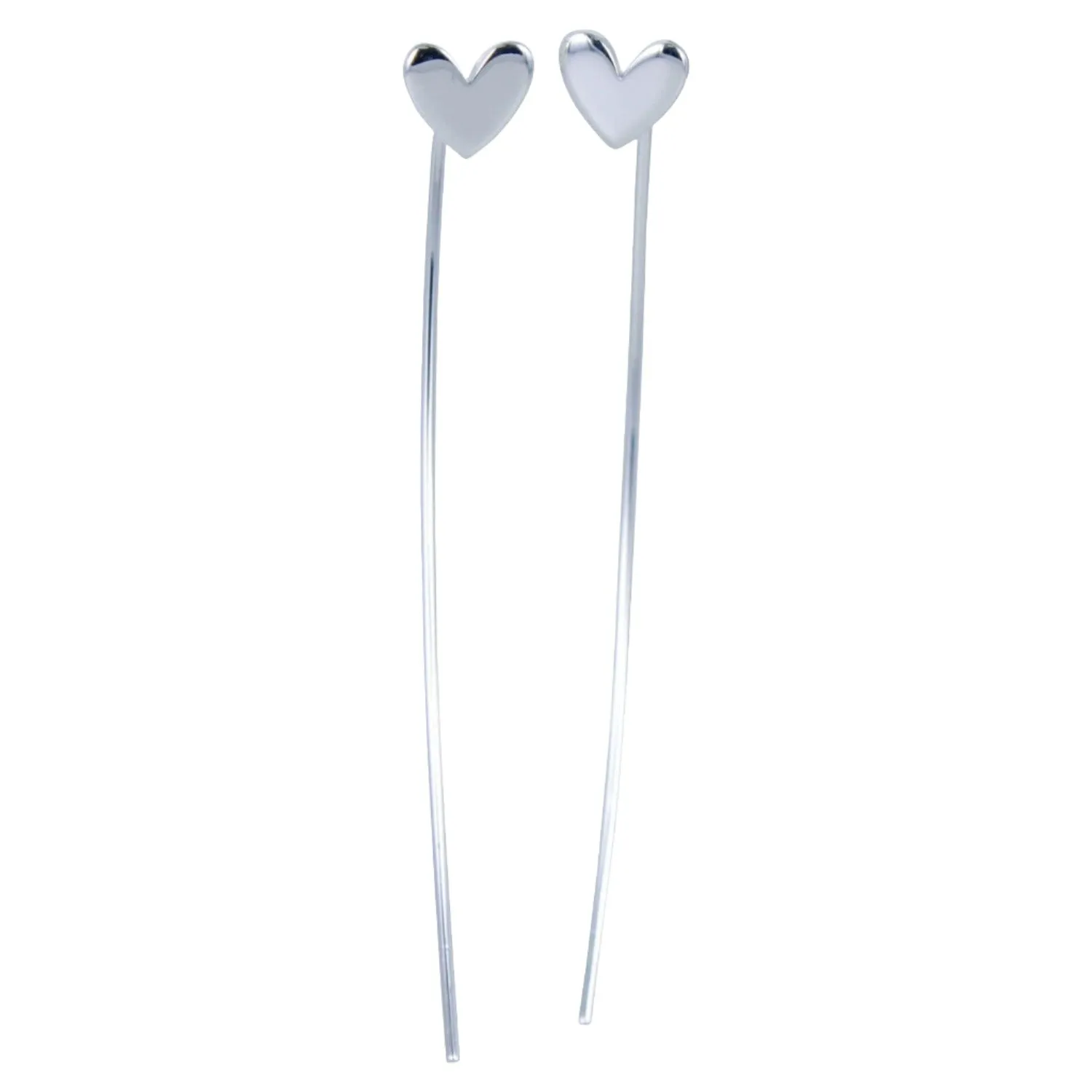 Sterling Silver Long Back Heart Earring