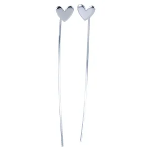 Sterling Silver Long Back Heart Earring
