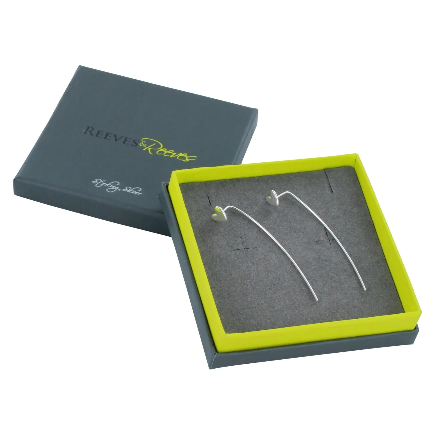 Sterling Silver Long Back Heart Earring