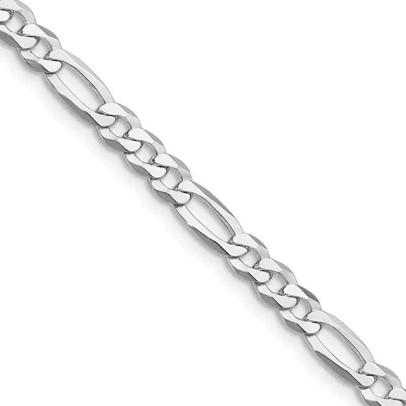 Sterling Silver Rhodium-plated 8.5mm Lightweight Flat Figaro Chain Necklace