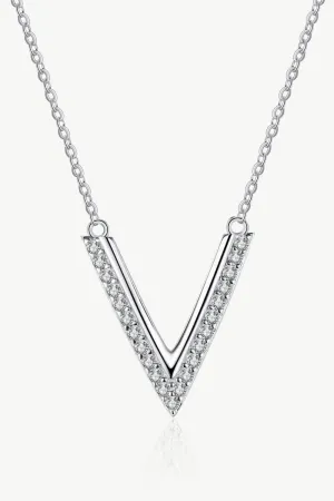 Sterling Silver V Letter Pendant Necklace