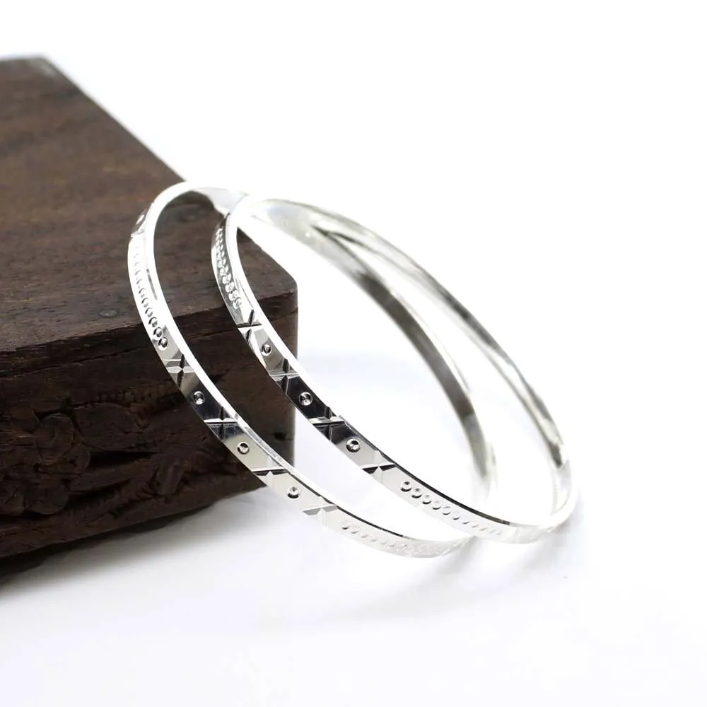 Sterling Silver Women Bangles Bracelet (Kangan)-Pair