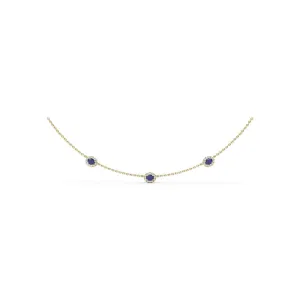 Three Stone Sapphire and Diamond Necklace