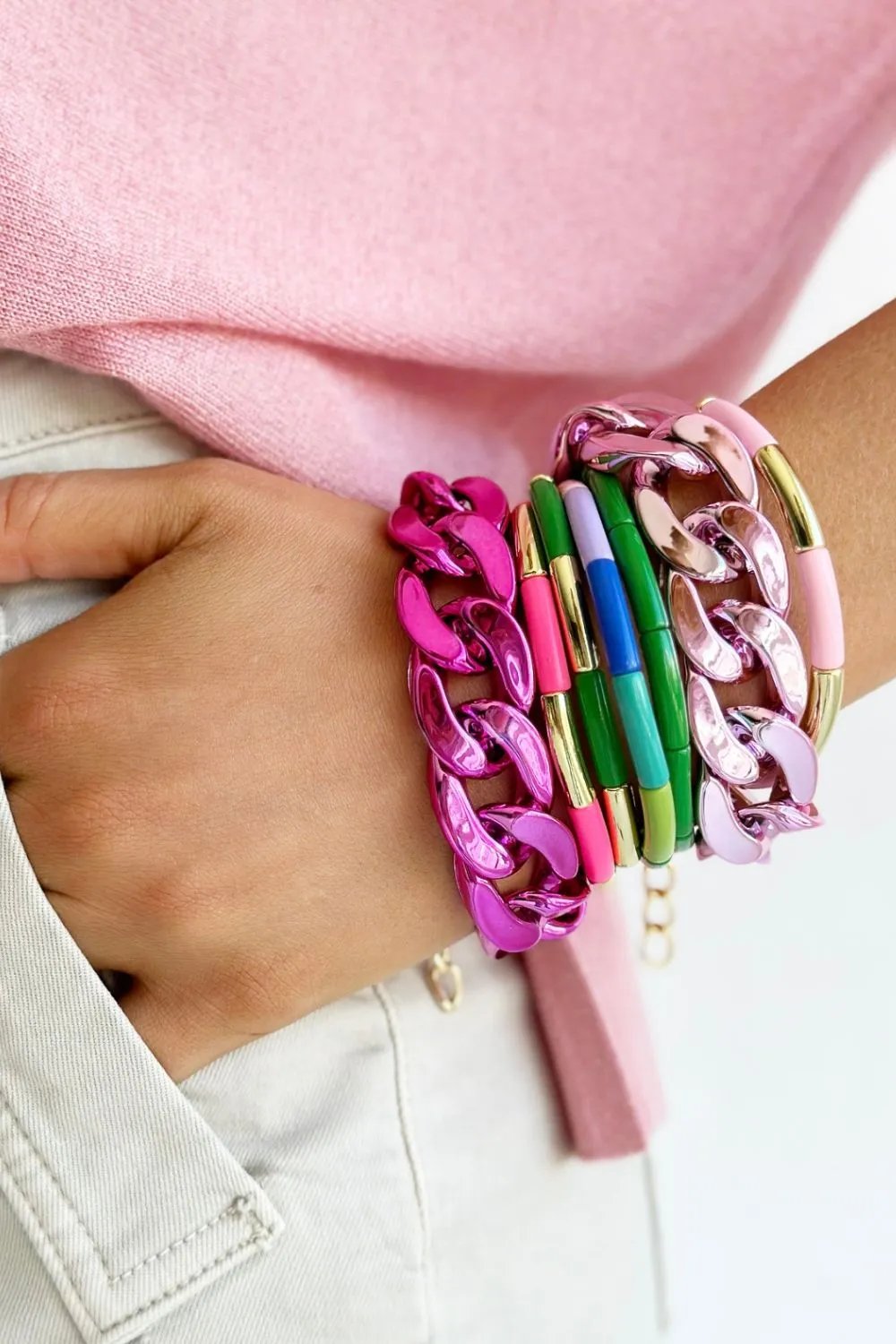 Tube Bracelet Solid | Gold & Green