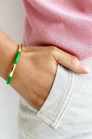 Tube Bracelet Solid | Gold & Green