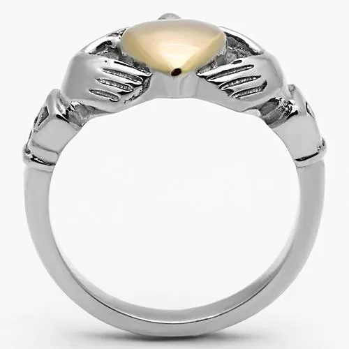 Two-Tone IP Rose Gold Stainless Steel Ring with No Stone for Women Style TK1156