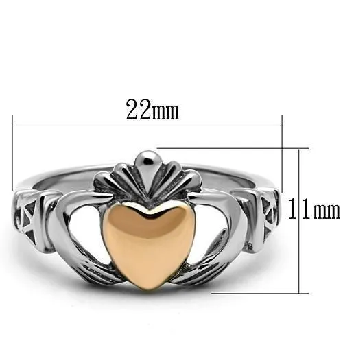 Two-Tone IP Rose Gold Stainless Steel Ring with No Stone for Women Style TK1156
