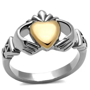 Two-Tone IP Rose Gold Stainless Steel Ring with No Stone for Women Style TK1156