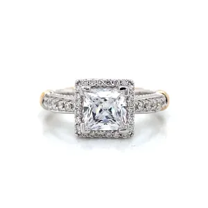 Verragio Square Halo Pave Engagement Ring in 18K White & Rose Gold